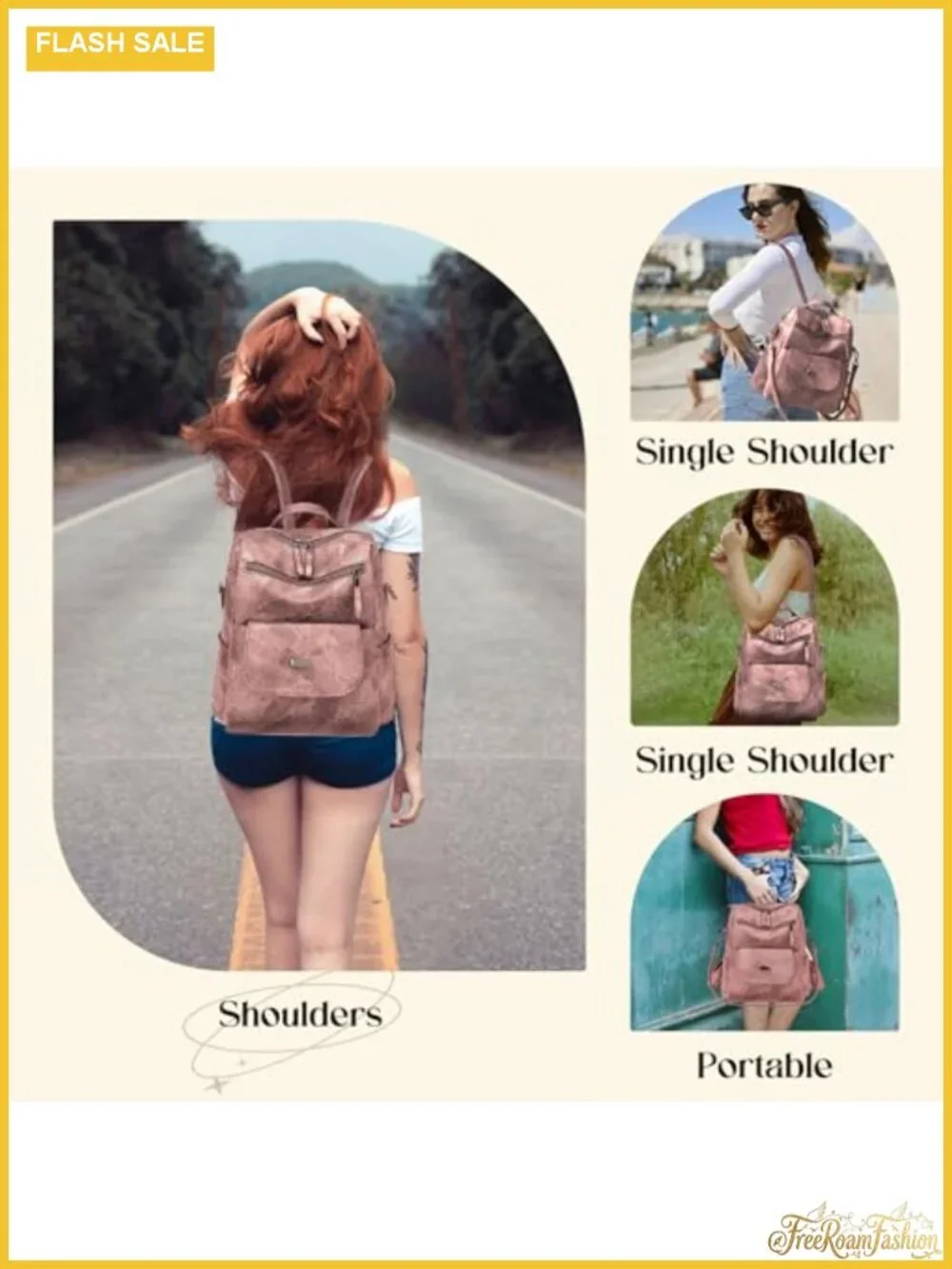 Small Leather Women Backpack Purse Anti-theft Convertible